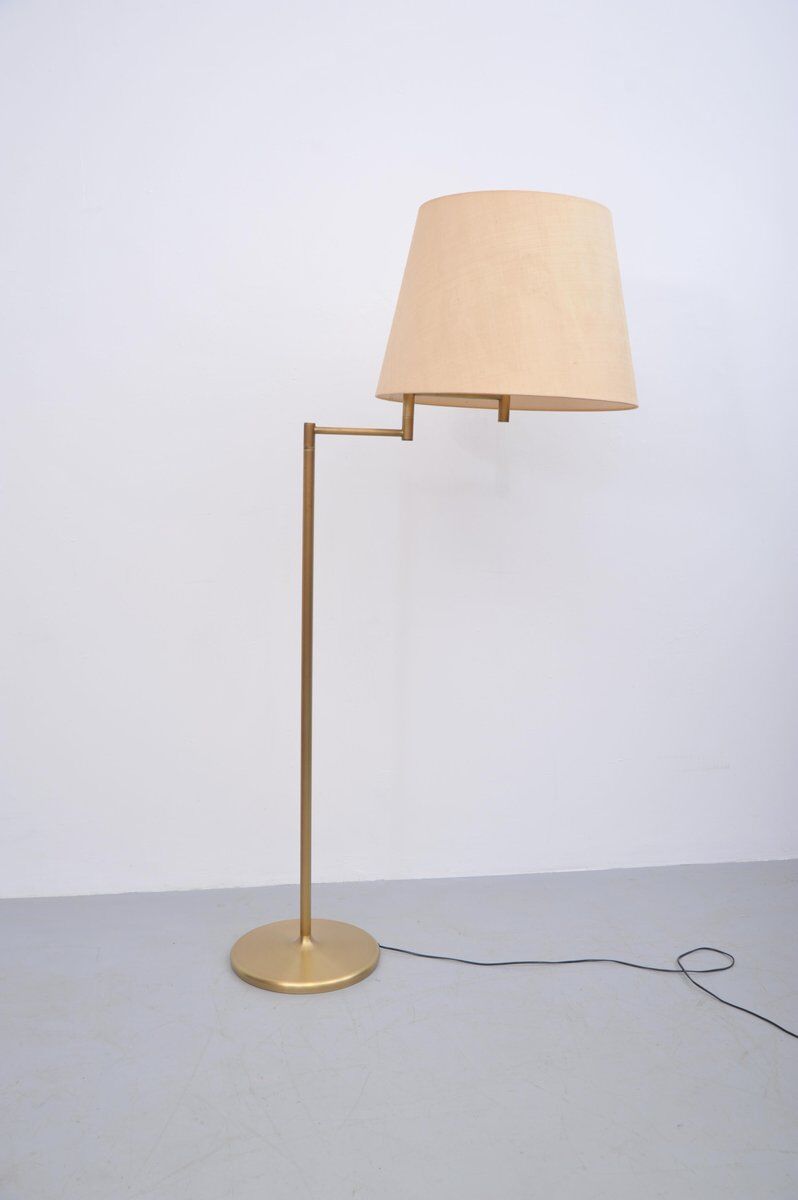 Vintage brass floor lamp with swivel arm, 1970s