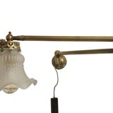 Vintage Brass and Molded Frosted Glass Articulated Wall Sconce - Style A