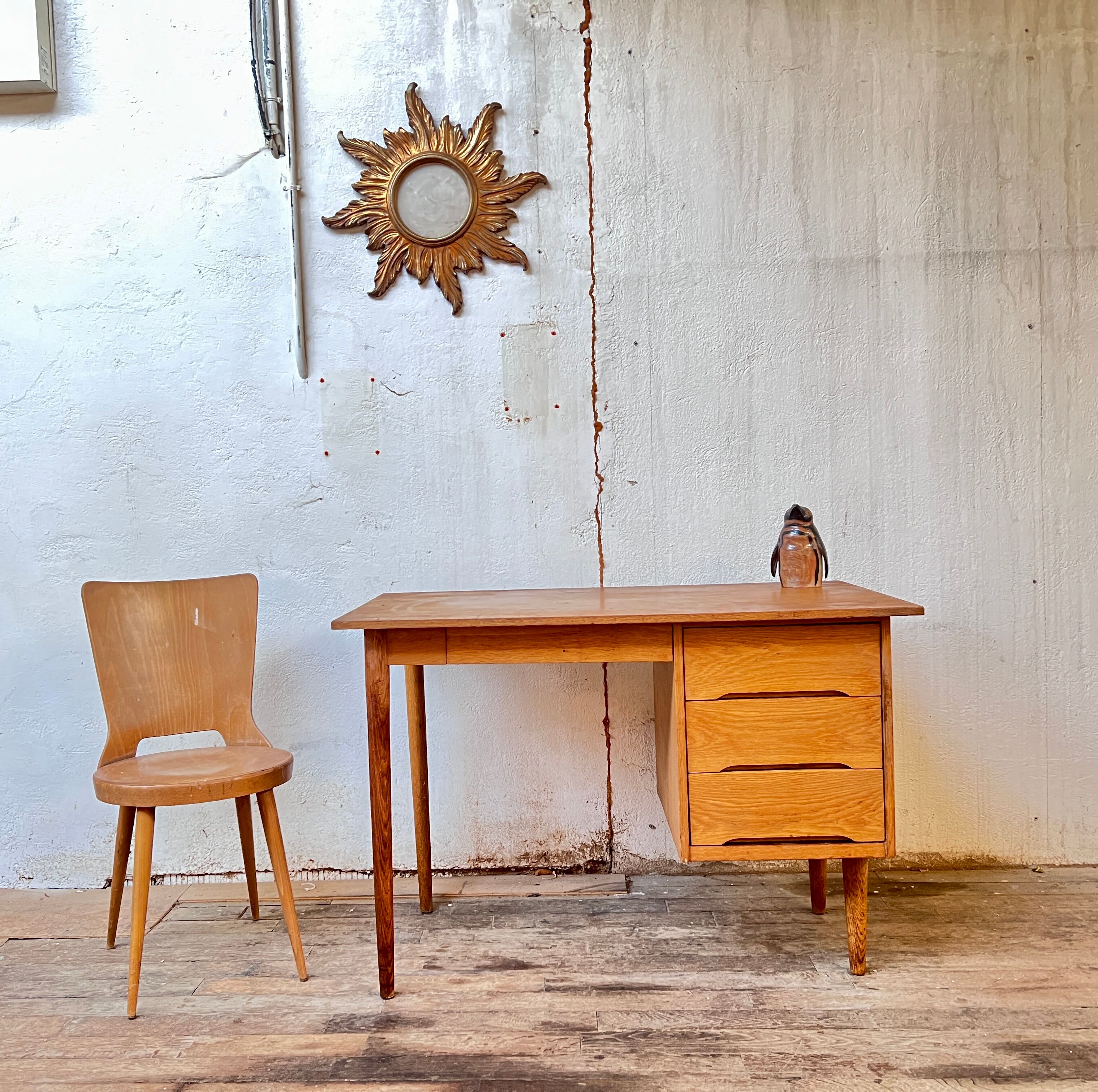 Scandinavian oak desk 1950 1960
