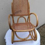 Vintage rattan and bamboo children's rocking chair