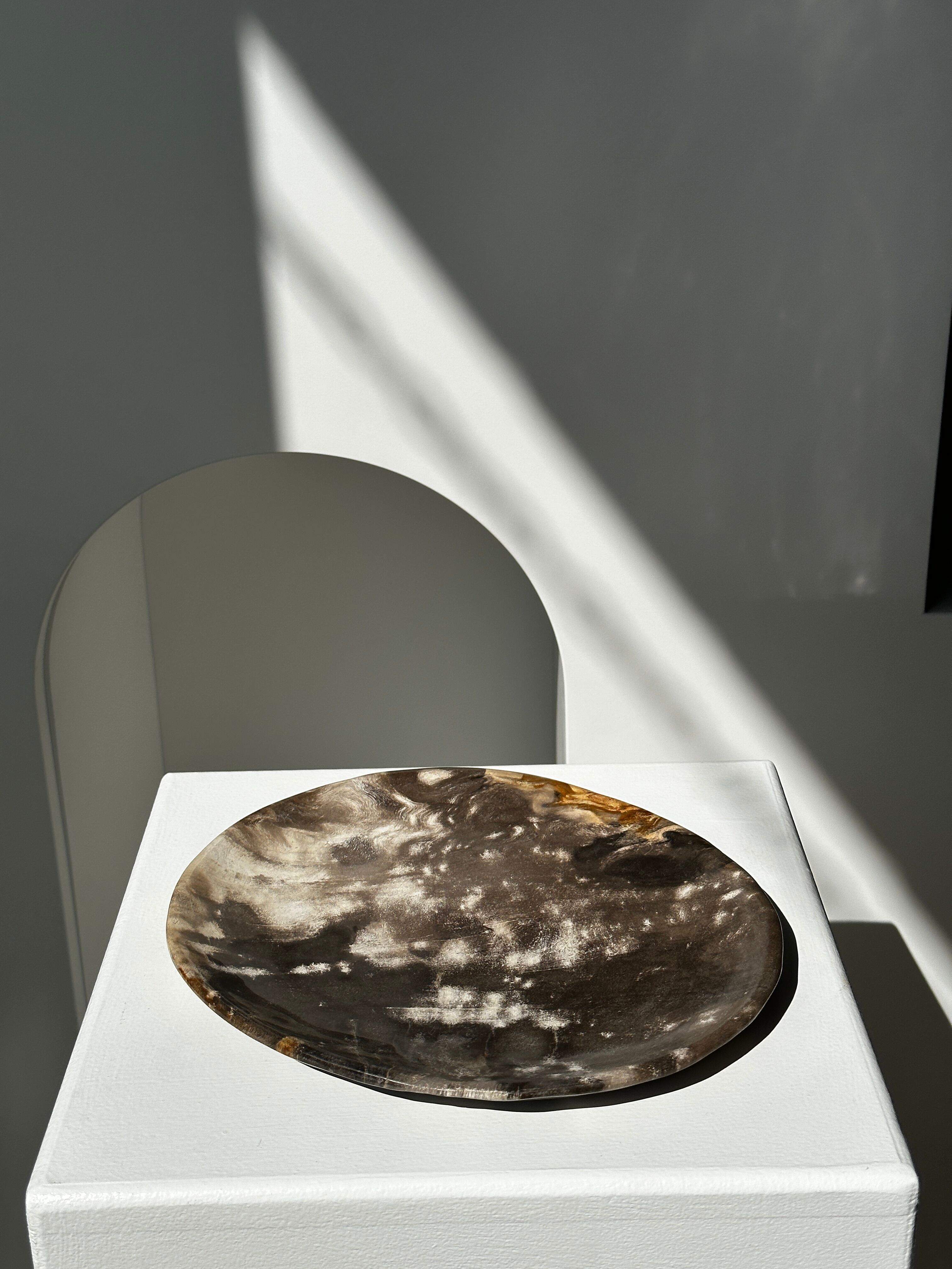 Dish in petrified wood