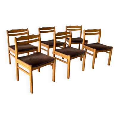 Série de 6 chaises armature en hêtre style scandinave vintage 70