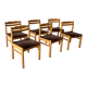 Set of 6 beech frame chairs in vintage 70s Scandinavian style.