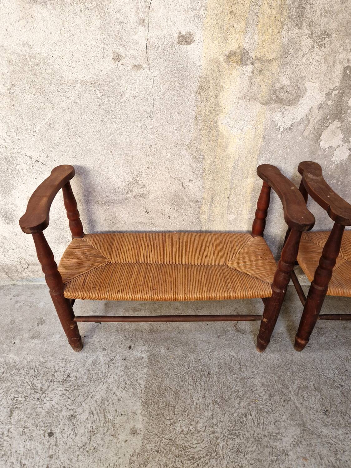 Pair of benches - Straw cantous