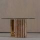 Table basse en marbre et laiton par Italo Valenti, Italie, années 1970.