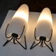 Pair of wall lamps louis kalff opaline wired metal