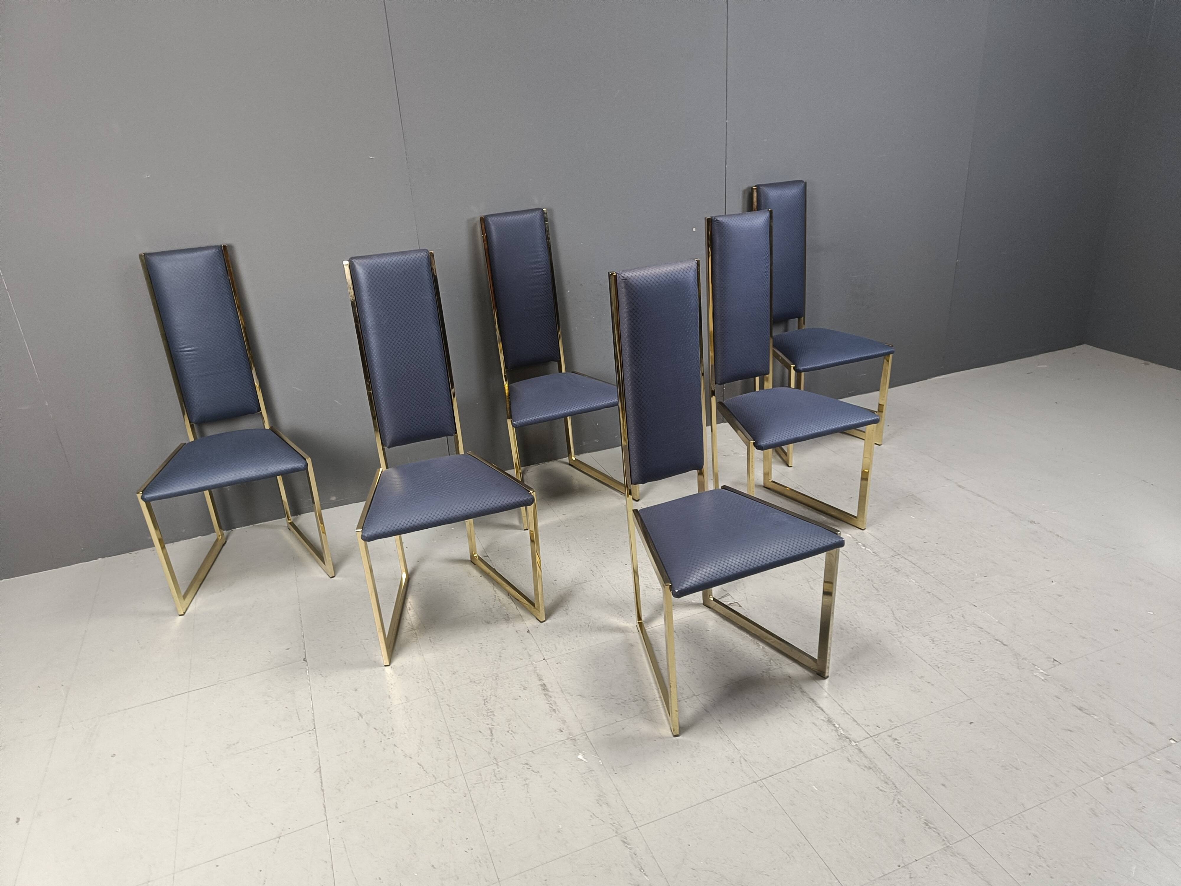 Vintage brass dining chairs set of 6 - 1970s