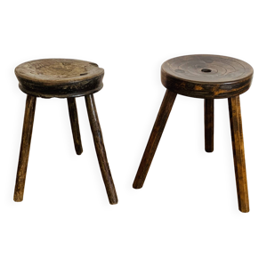 paire de tabourets tripodes
