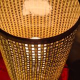 pair of Scandinavian wooden ball lamps and new lampshades 32x14 electric ok