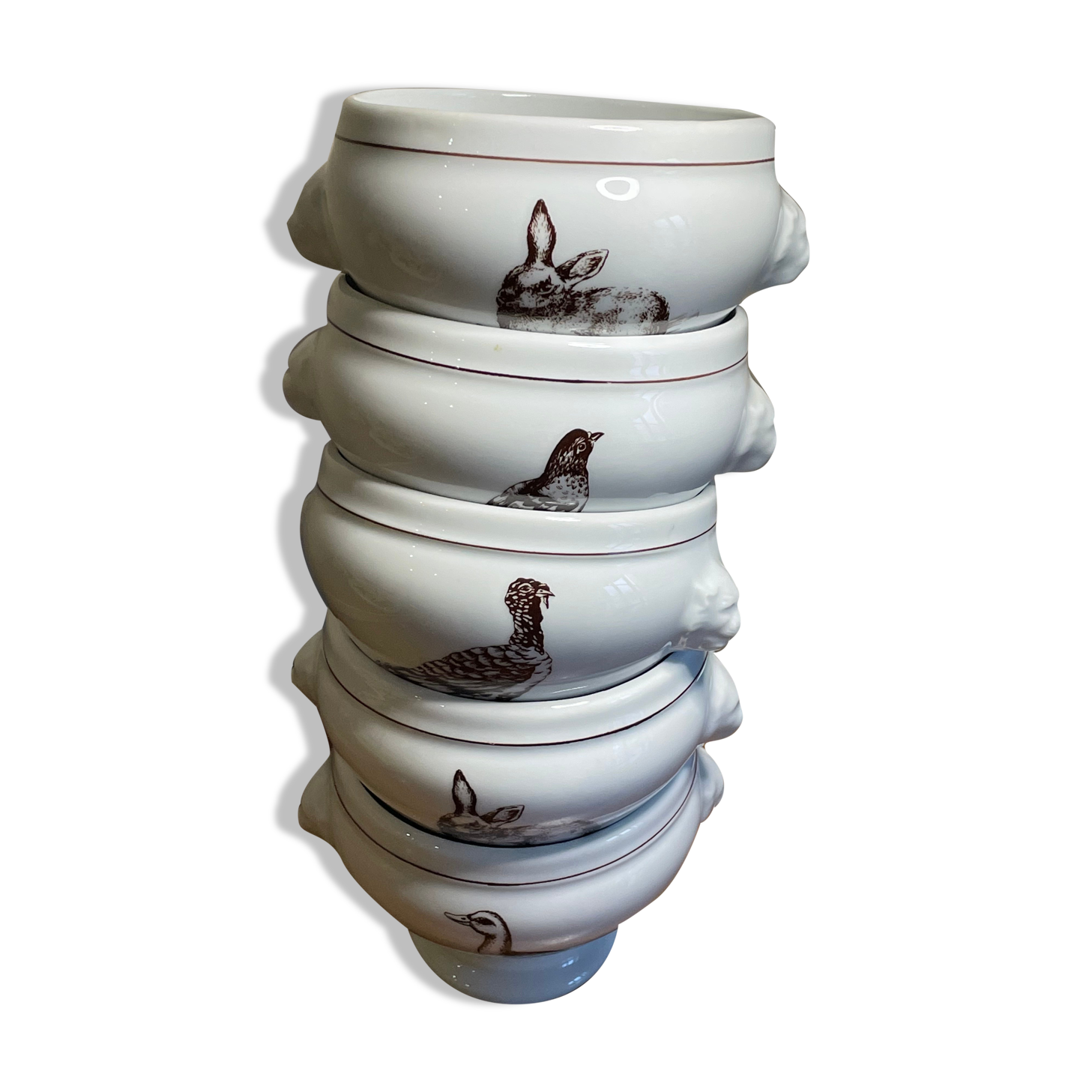 5 bowls to gratin soup porcelain fire Lourioux France