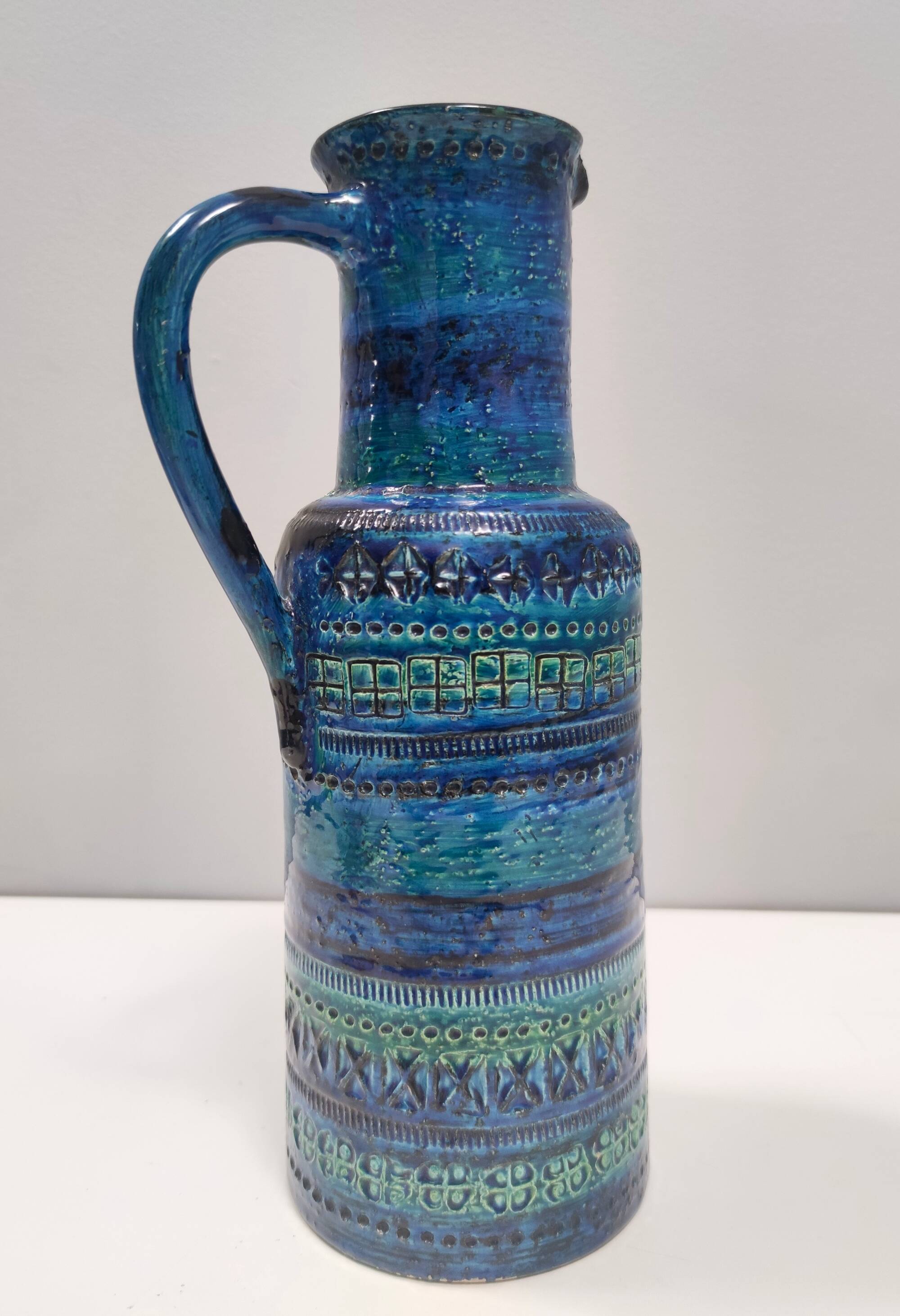 Rimini Blue Ceramic Pitcher Vase by A. Londi and F. Montelupo for Bitossi