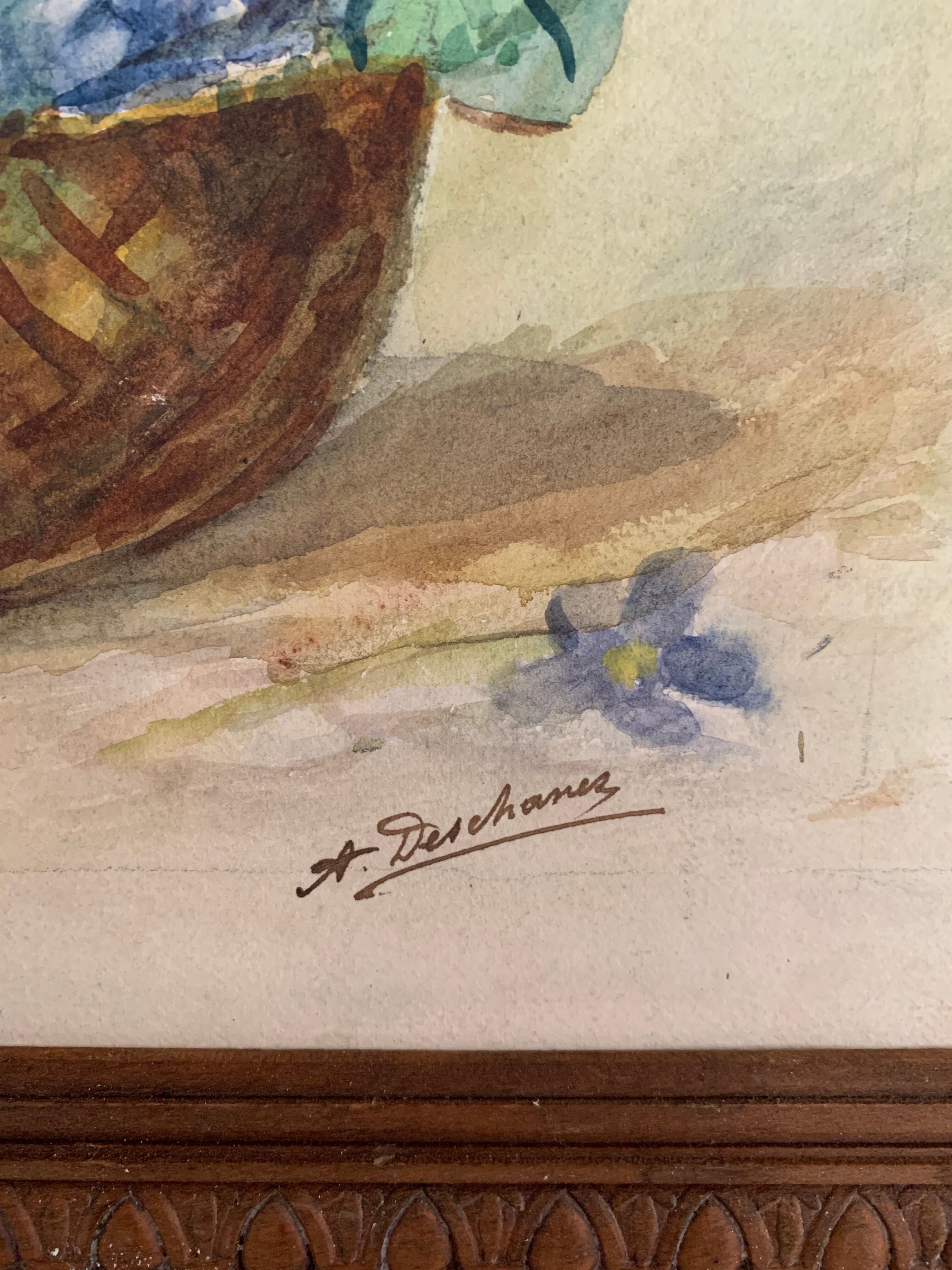 Watercolor in its wooden frame