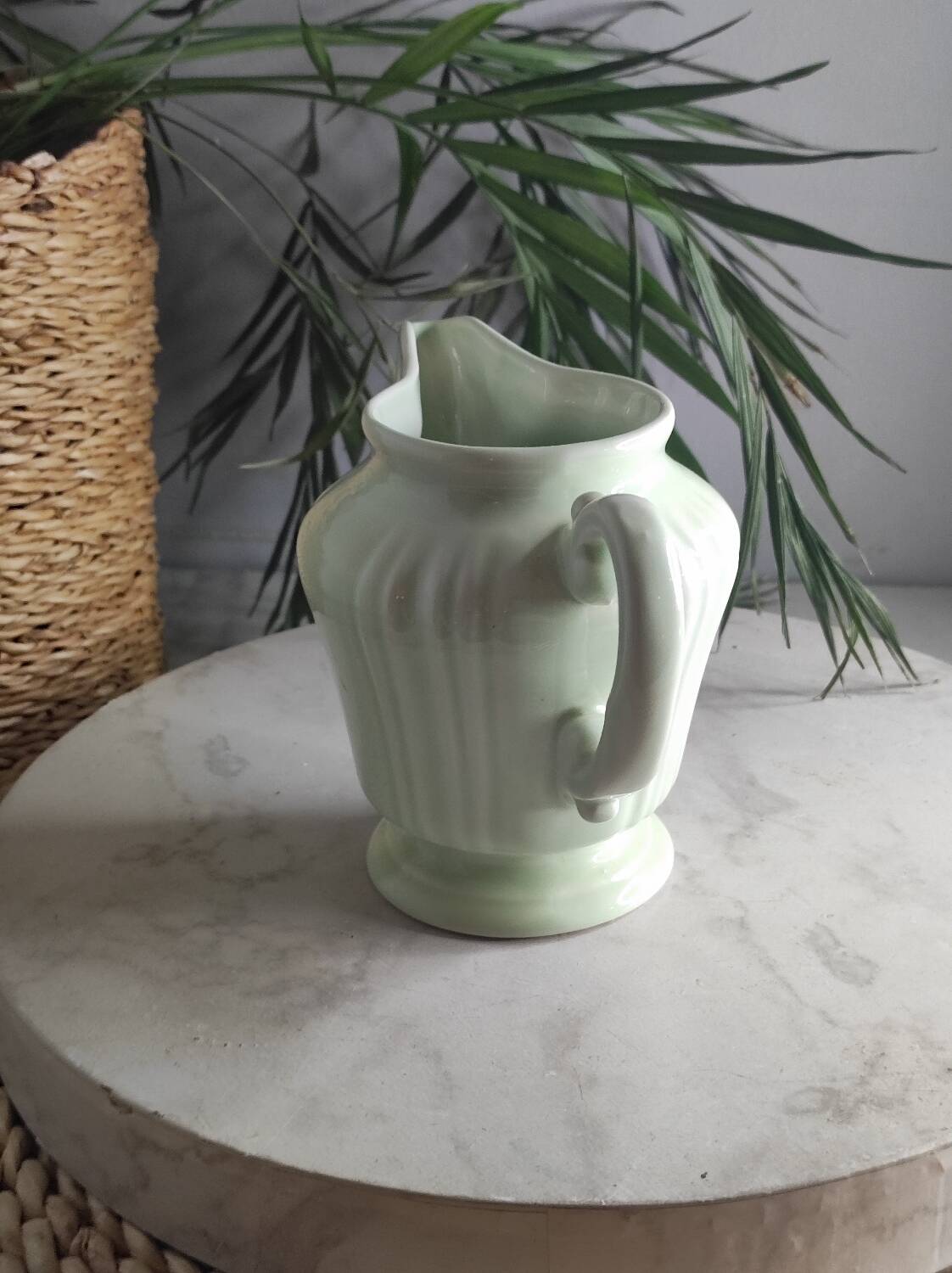Green ceramic milk jug