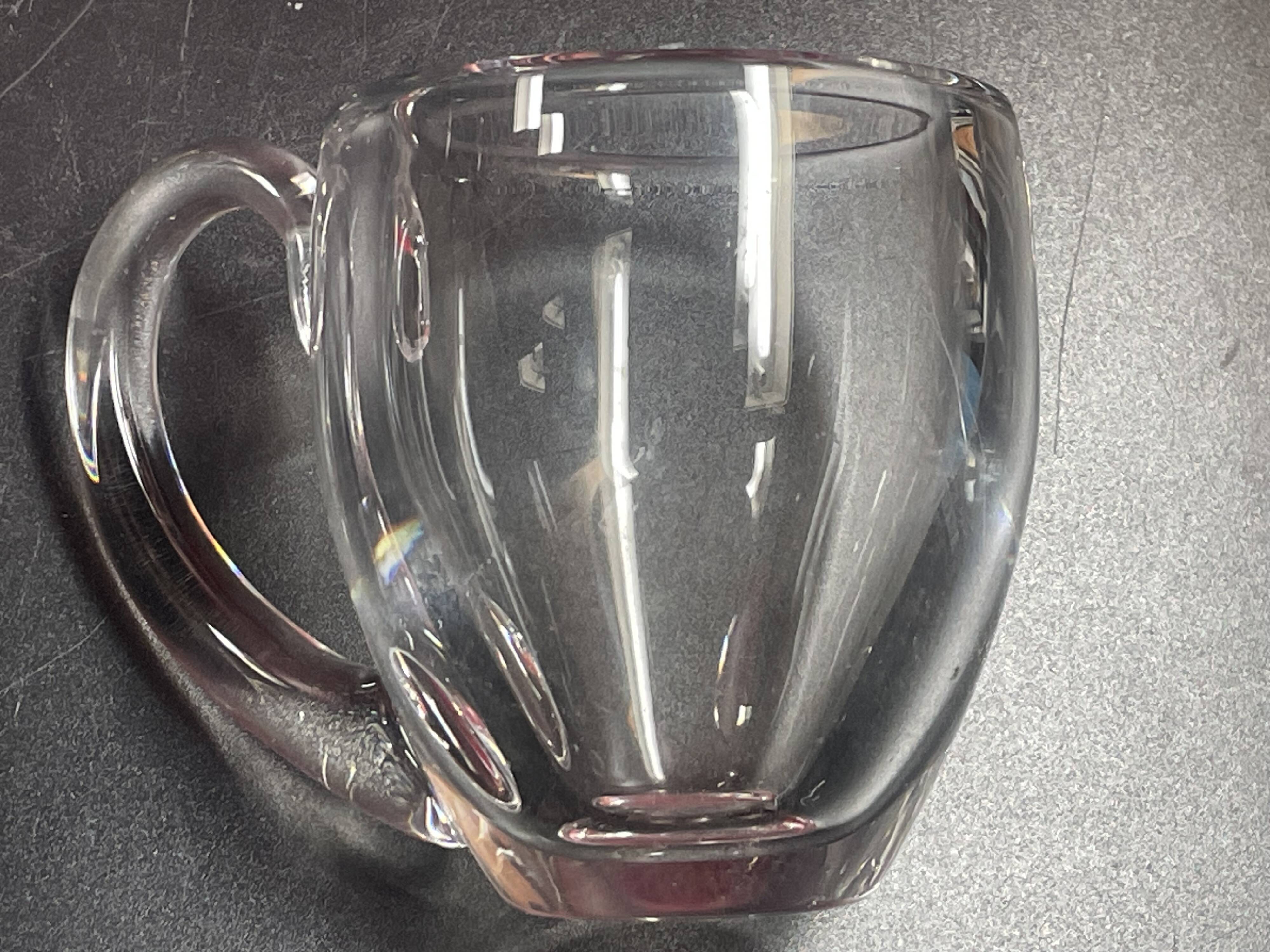Superb signed baccarat crystal mug cup / vintage / 1300 gr