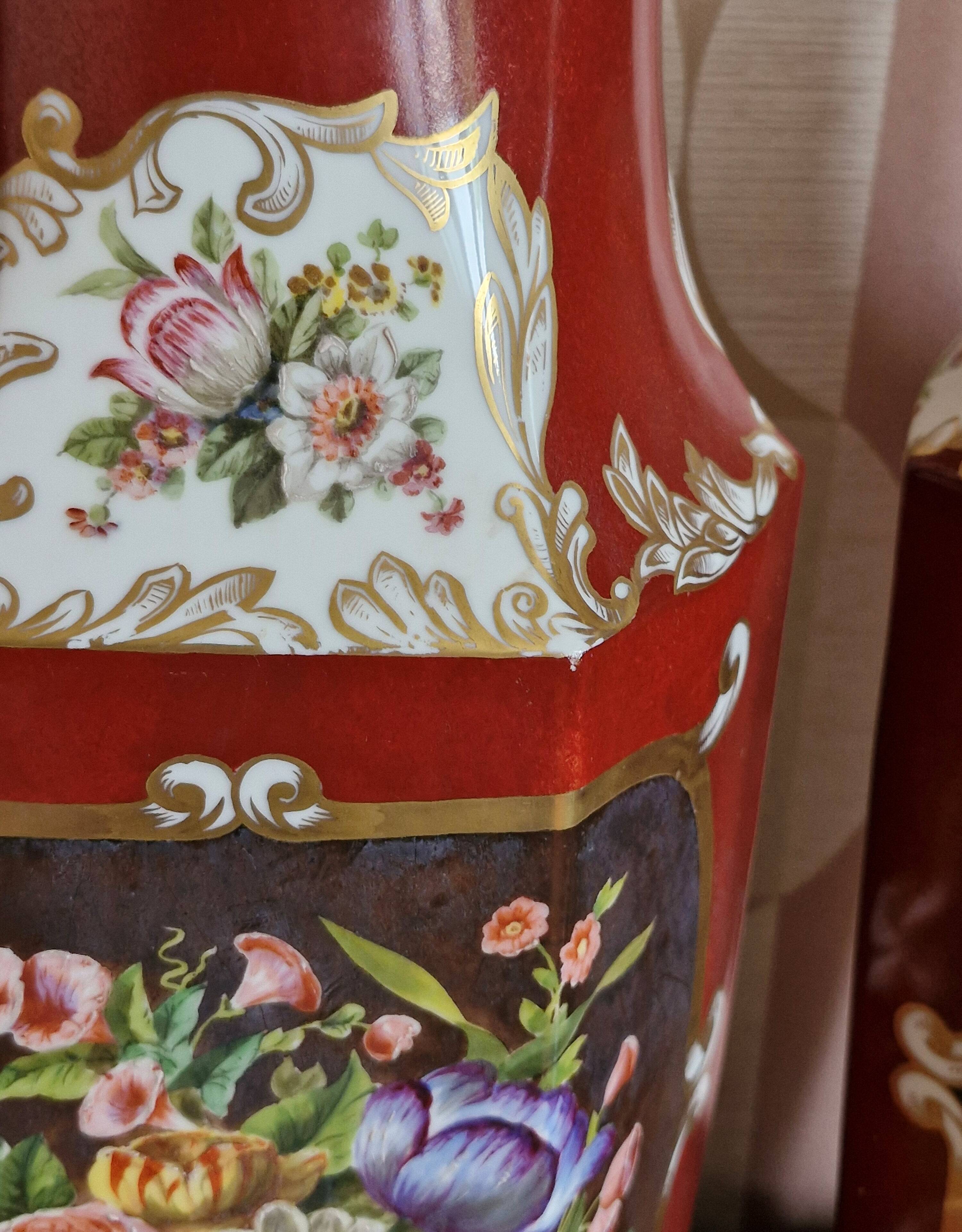 Duo of 19th century vases in Paris JP porcelain