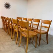 Lot 12 wooden bistro chairs by Horgen Glarus 70s vintage