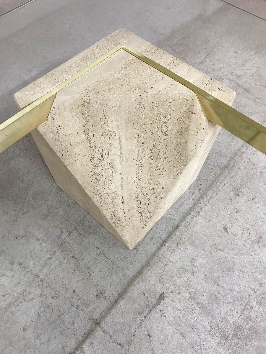 Italian travertine coffee table from Artedi, 1970s