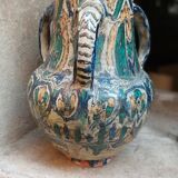 Antique painted glazed earthenware jar FEZ Morocco 19th century