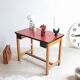Vintage children's desk in solid oak and red formica, 50s/60s