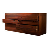 Six Drawer Walnut Sideboard with Circular Handles, 1980s