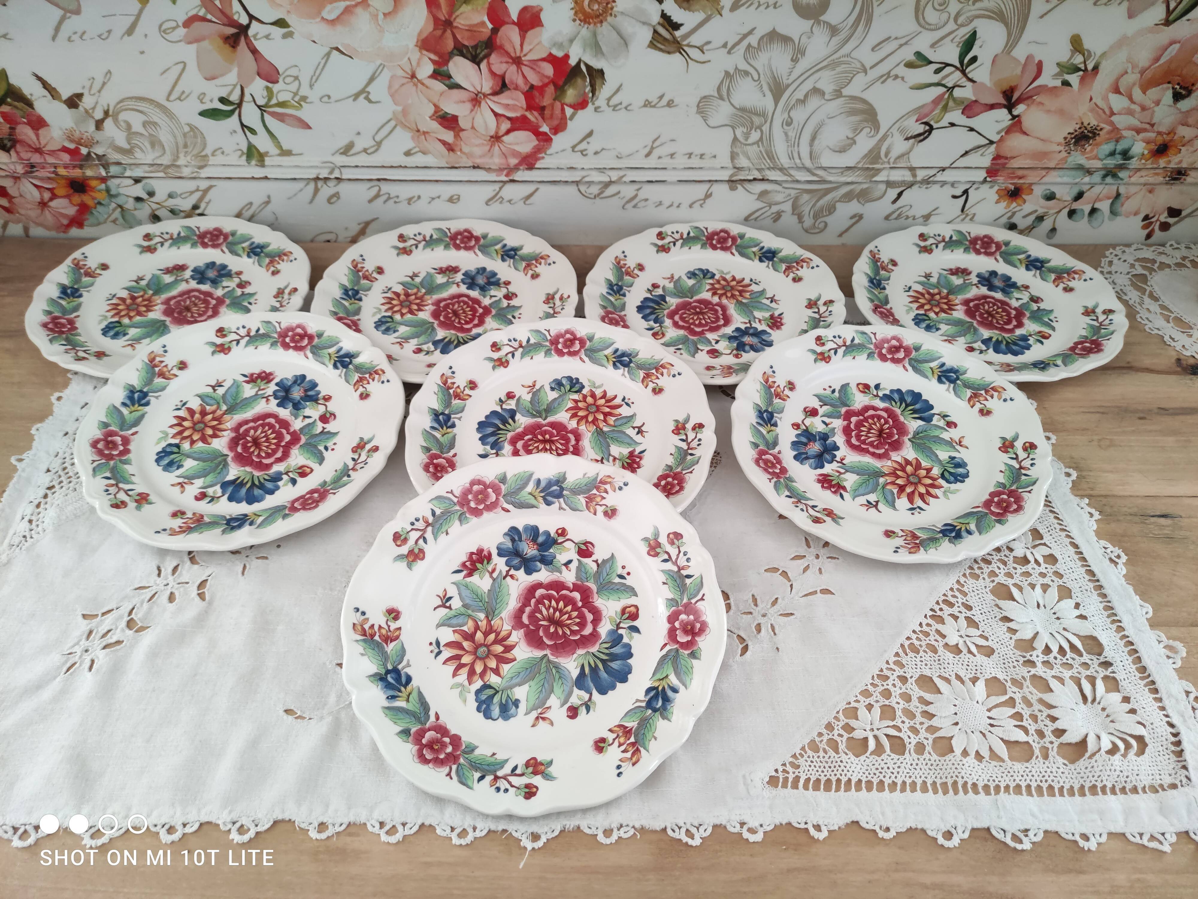 Set of 8 dessert plates Sarreguemines Vence model