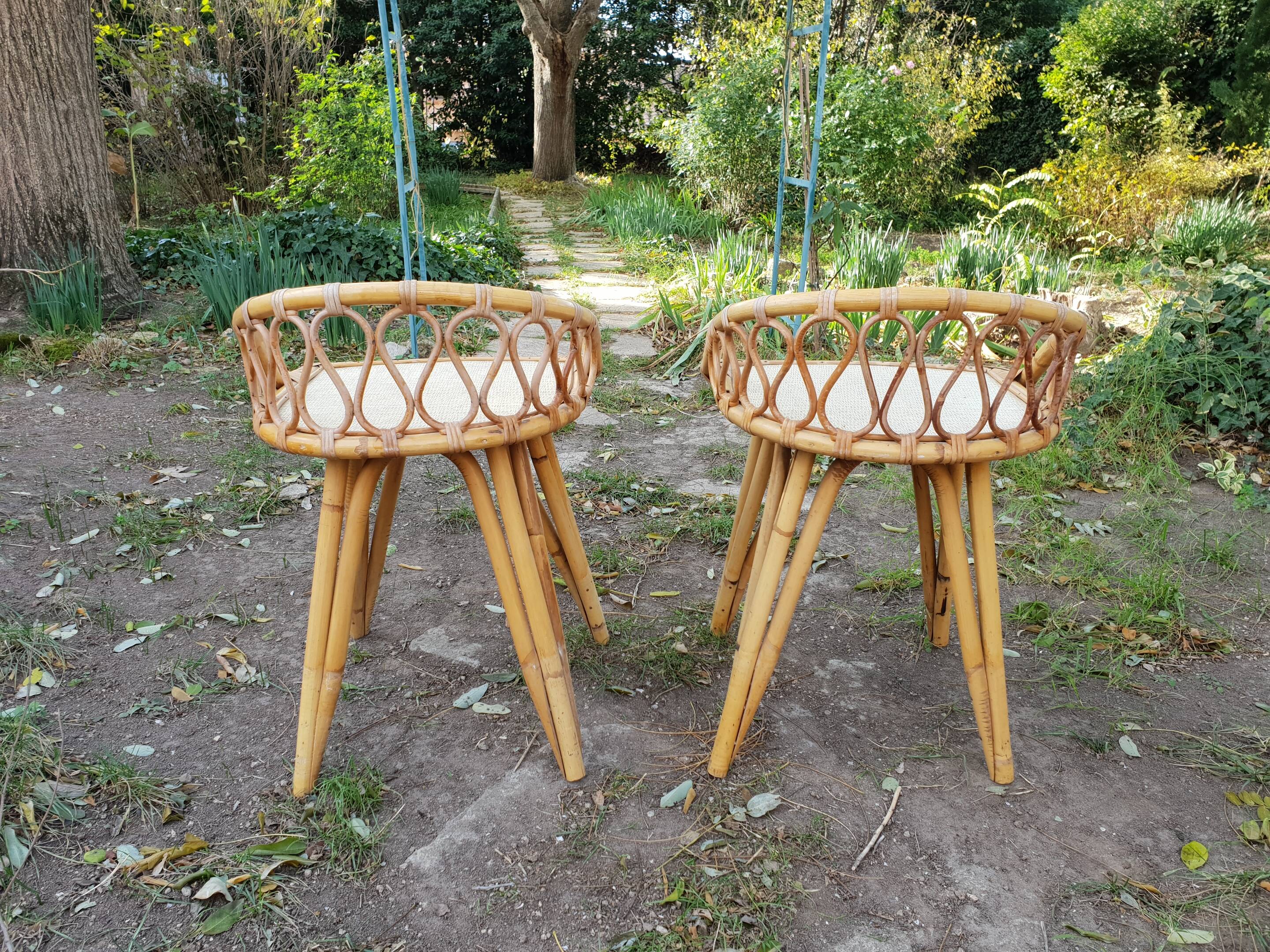 Pair of bedside rattan 1970