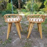 Paire de chevets en rotin 1970