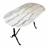 Oval marble and cast iron bistro table