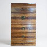 Chest of drawers in walnut and walnut veneer with black veined marble top