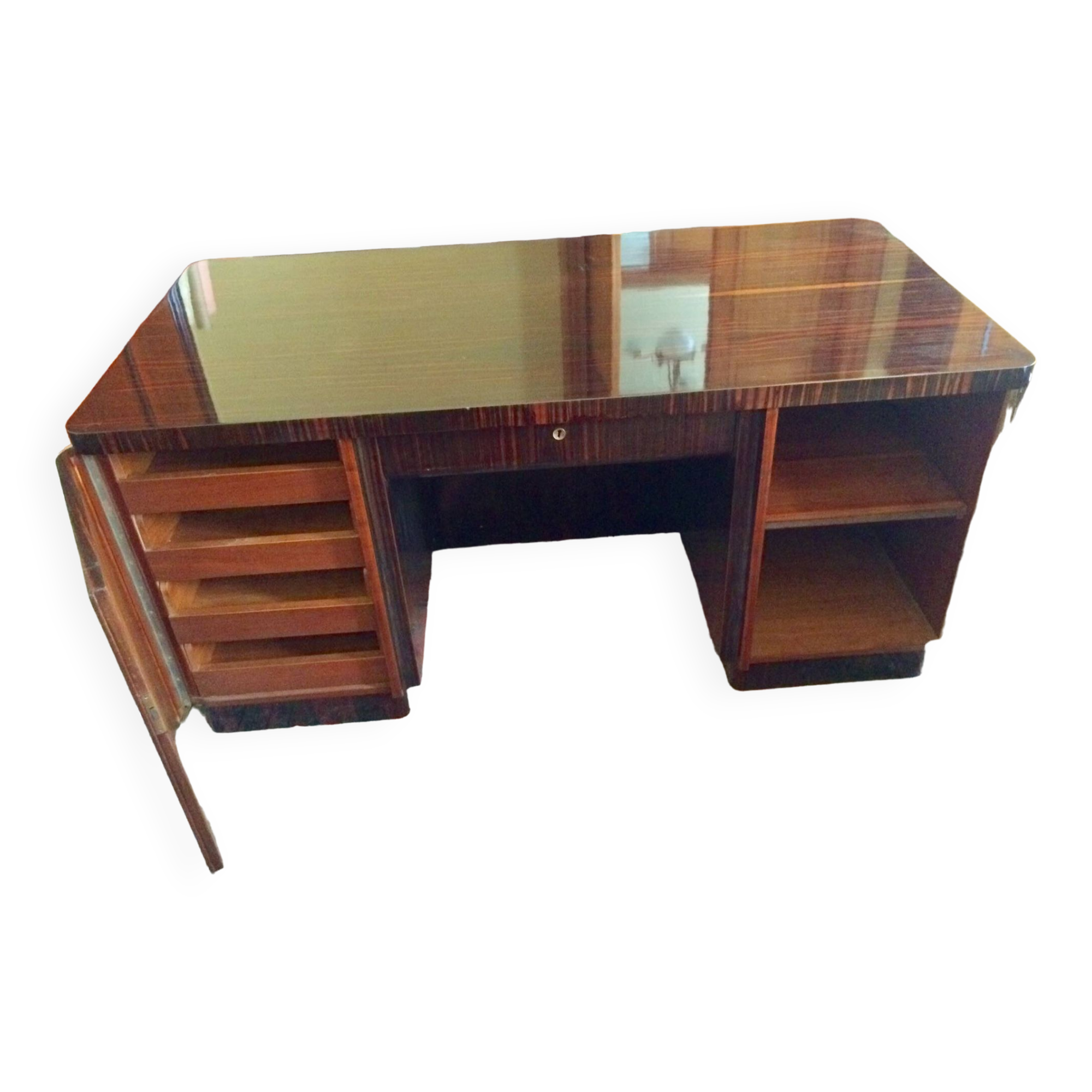 Art Deco desk in Macassar ebony