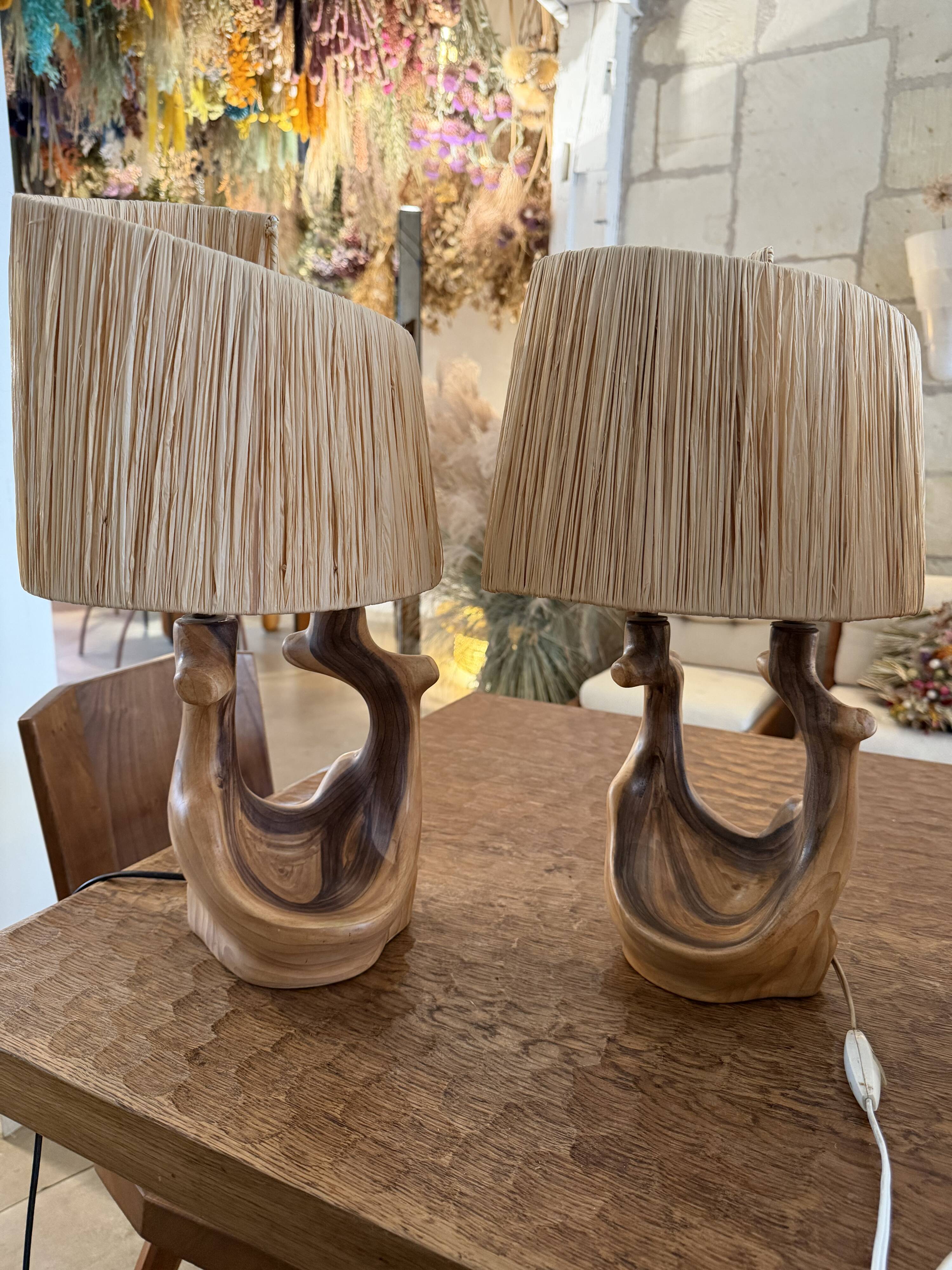 Grandjean Jourdan Vallauris pair of foot lamps 1960