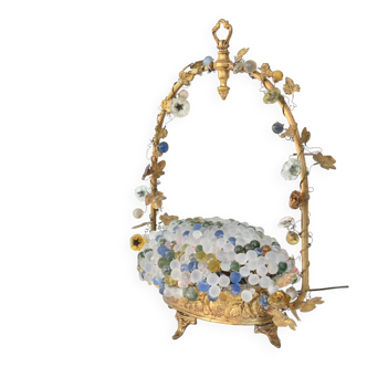 Cesare Toso table lamp in the shape of a basket filled with bunches of grapes.
