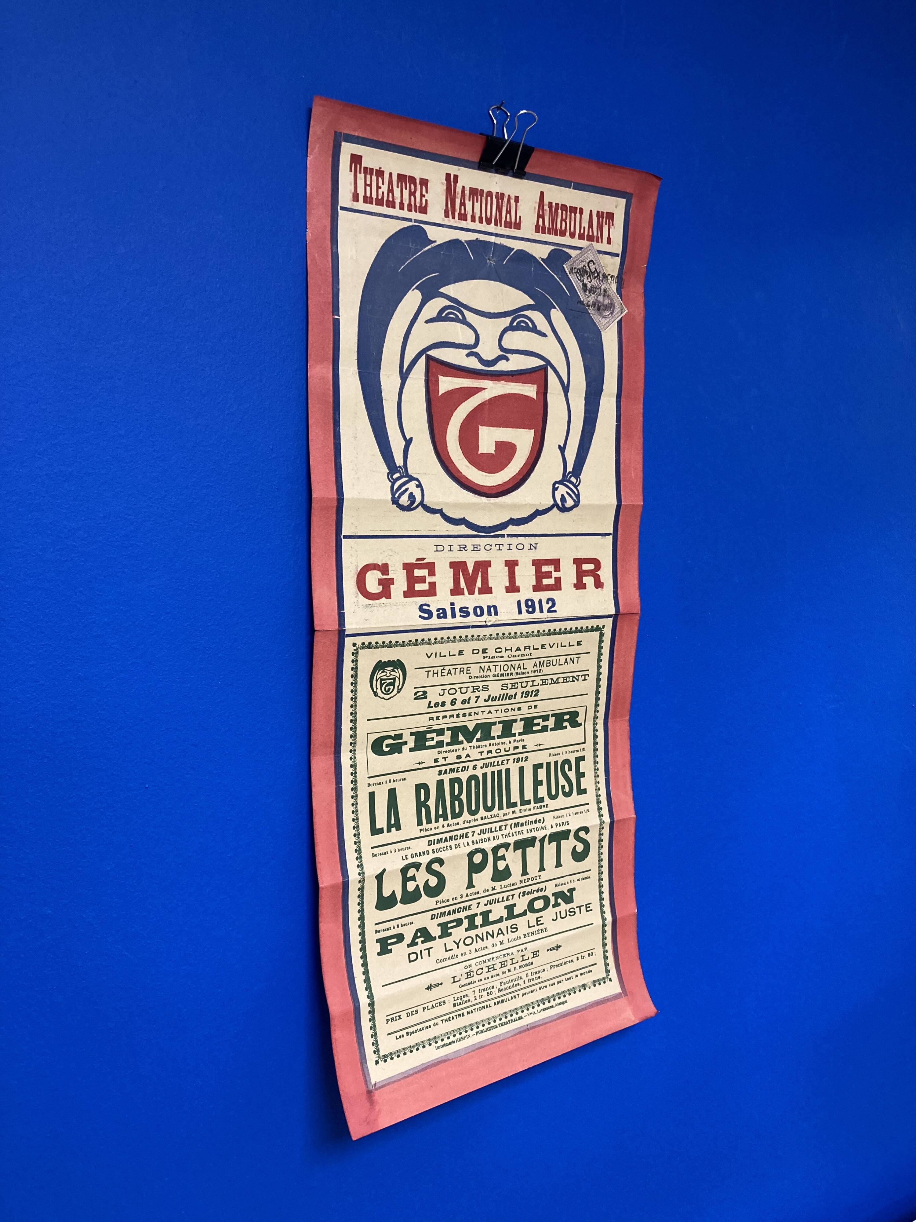Affiche ancienne Gémier Théâtre national ambulant de 1912