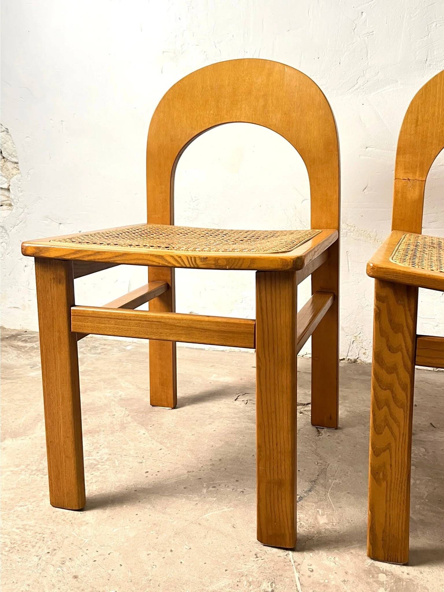 Set of 4 caned chairs Arcadia by Tagliabue di Cascina Armata, 1970-80.
