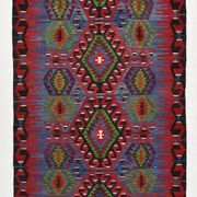 Geometric Blue & Green Vintage Kilim Rug, 154x305Cm