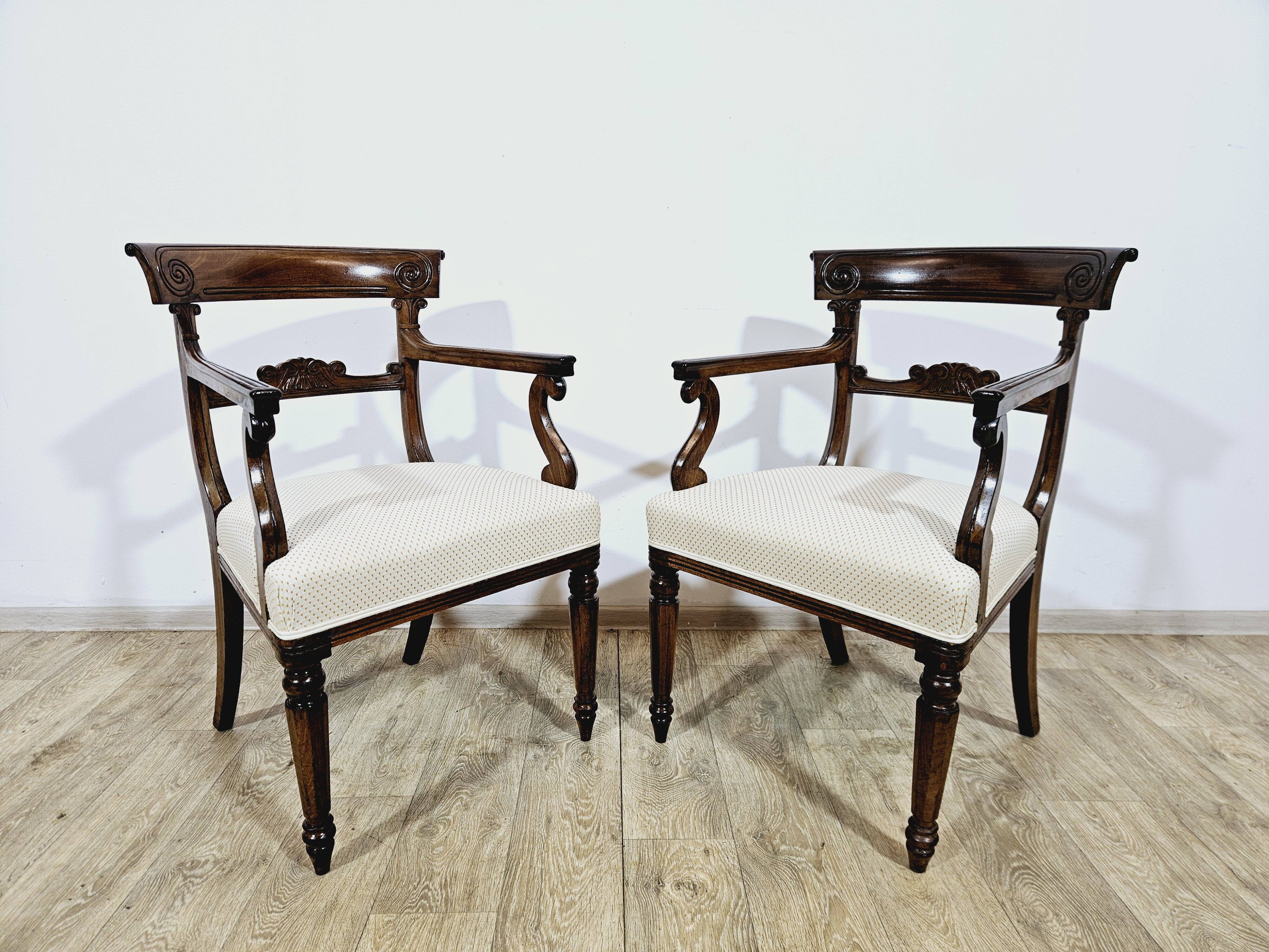 A pair of exclusive Biedermeier study armchairs, 19th century