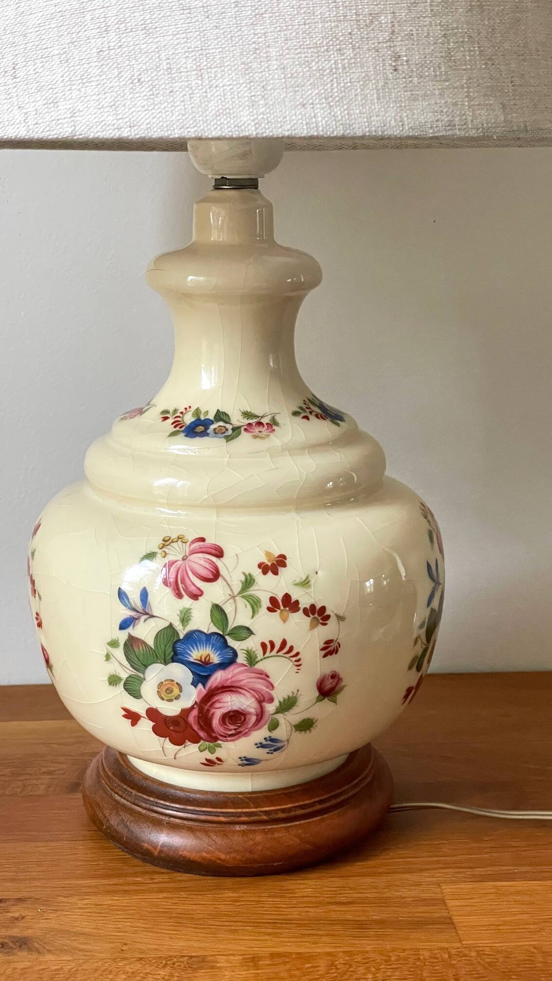 LAMPE Céramique Base Bois VINTAGE