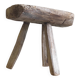 Tabouret tripode brutaliste en bois massif - mid. XXeme