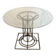 Wrought iron dining table with beveled round glass top, vintage 1980