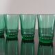 6 old emerald green water glasses