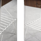 Vintage Mid-Century Scandinavian Modern Brown Walnut Nightstand with White Metal Legs, 1960s