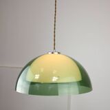Italian space-age plexiglass green pendant lamp, 70s