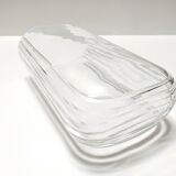 Rectangular Transparent Murano Glass Vase by Carlo Moretti, Signed, Italy 1990s