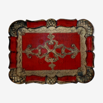 Top in florentine painted wooden gilded and red