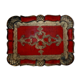 Top in florentine painted wooden gilded and red