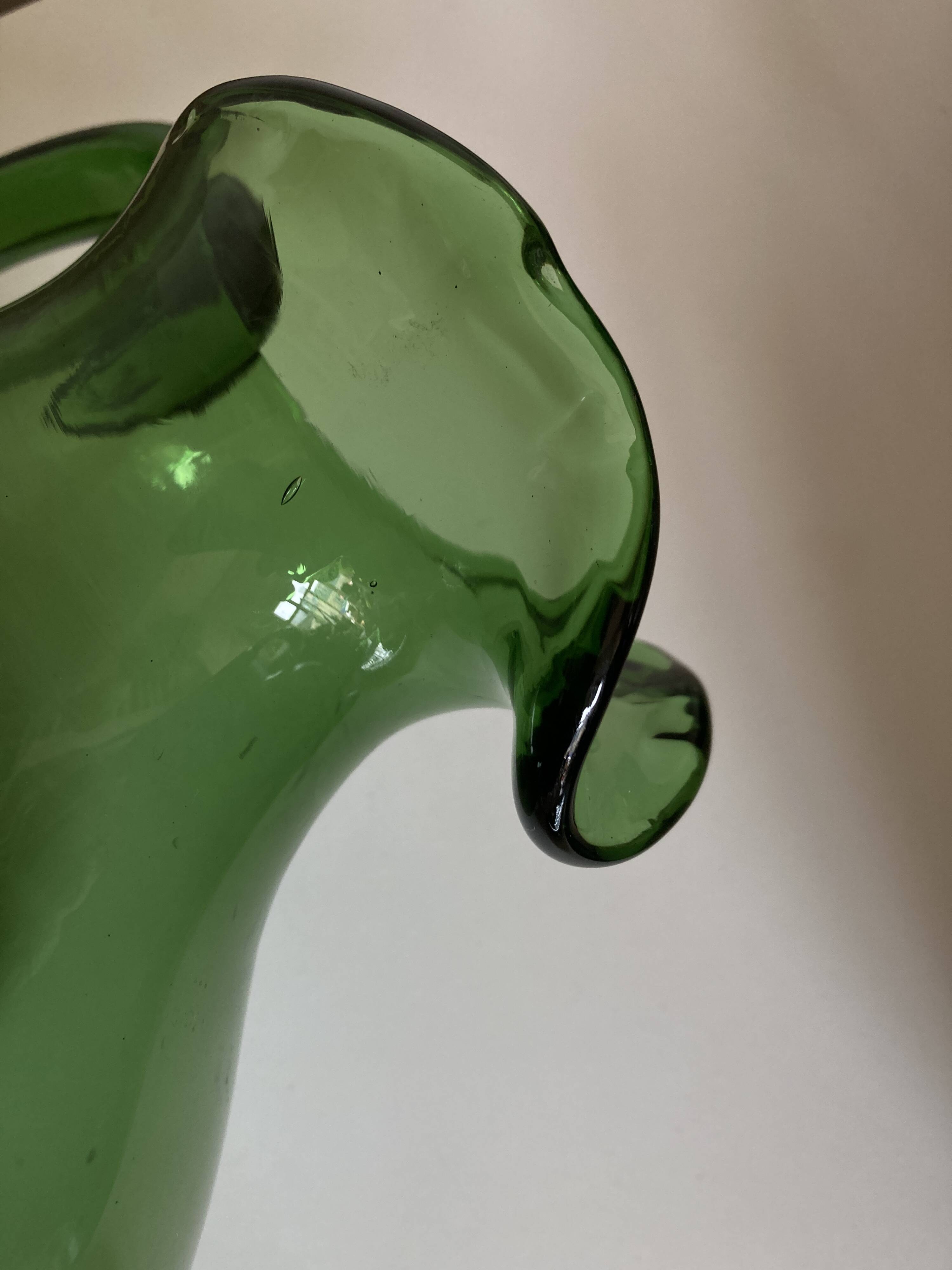 XXL glass vase pitcher from Empoli, blown, H40cm