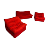 Salon canapé et 2 fauteuils design français Steiner années 70 vintage tissu