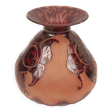 Charles schneider for le verre francais, corolla vase with floral decoration