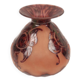 Charles schneider pour le verre francais, vase corolle à décor floral