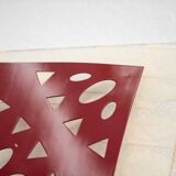 Square wall lamp in red wood and rice paper, prod. Steelline 1980